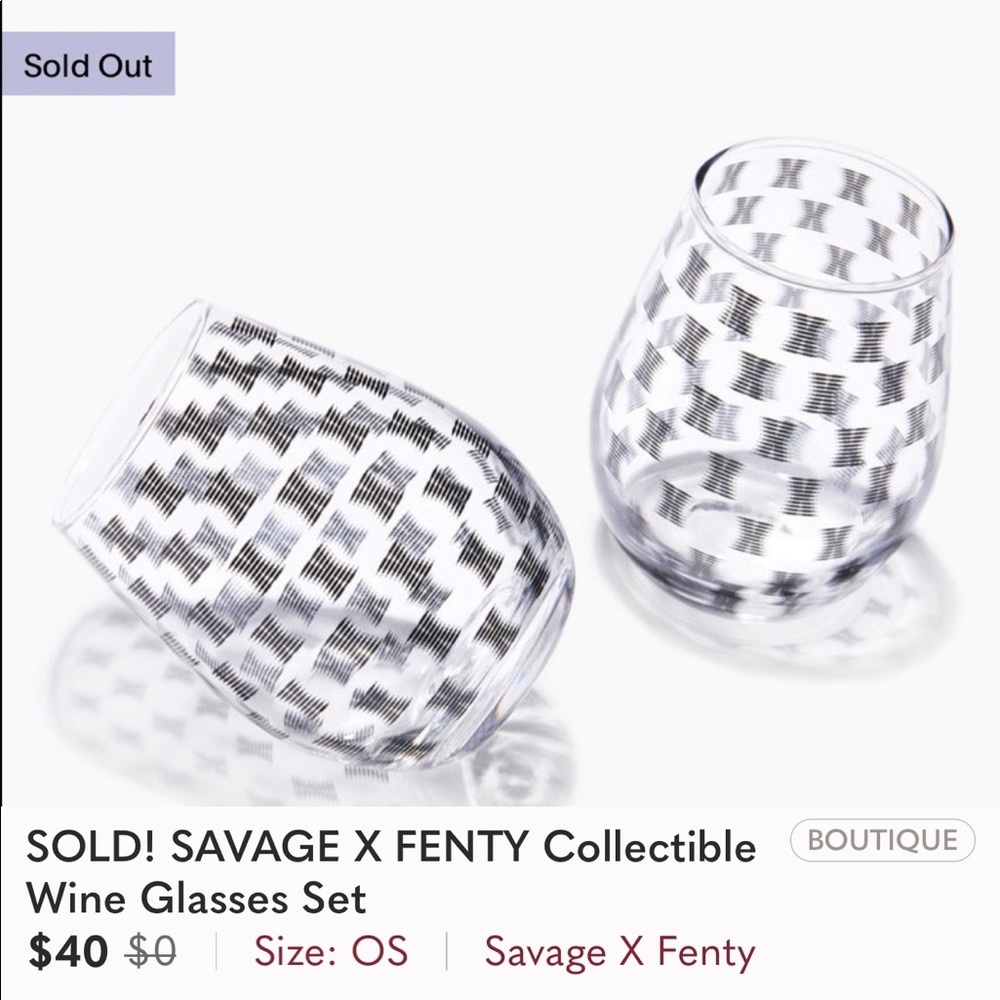NIB Savage Fenty Wine Glasses Set **collectible item**
